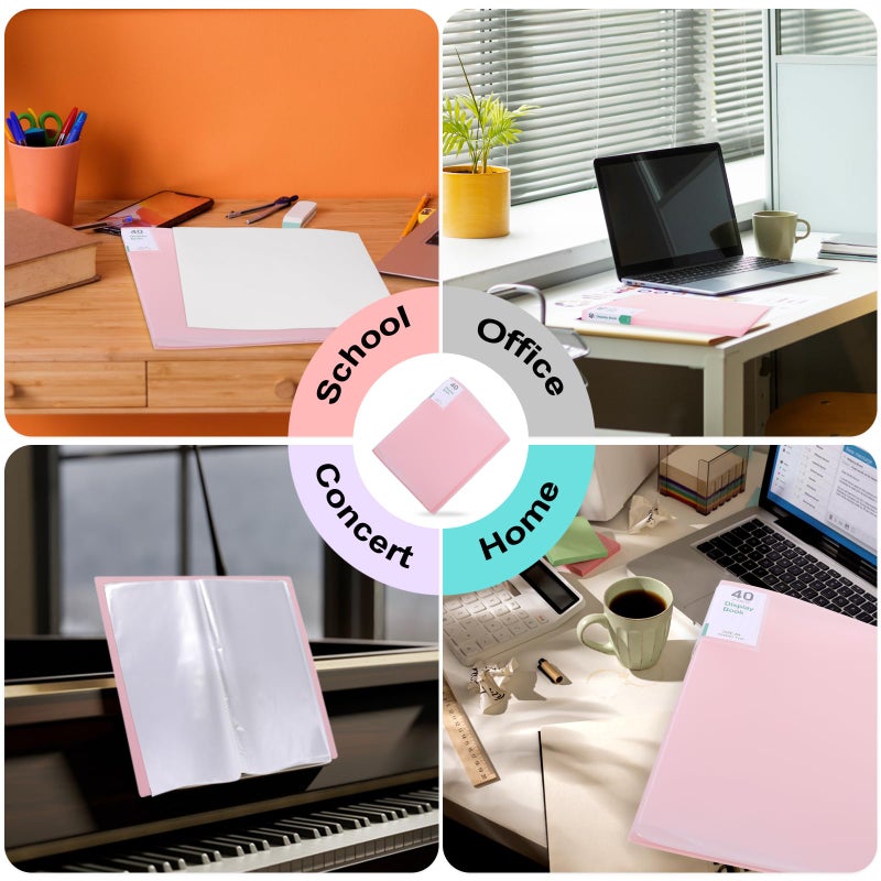 Phyxin 20-Pocket Portfolio Binder Organizer, Binder Sheet Protectors 8.5" x 11", Displaying 40 Page Plastic Folders for Documents, Document Organizer for Concert, Artwork, School & Office Use, 5 Pack - Image 5